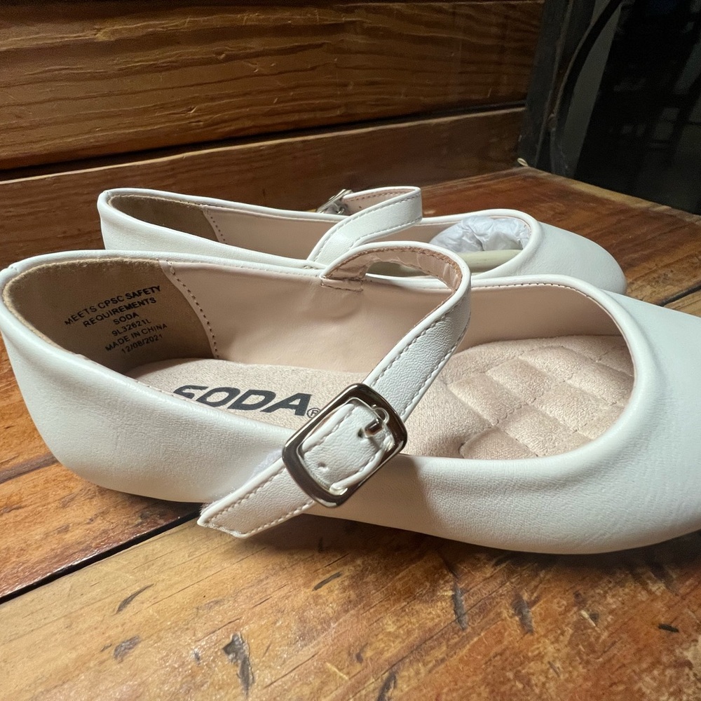 Soda Cream Mary Jane Flats with Buckle Strap